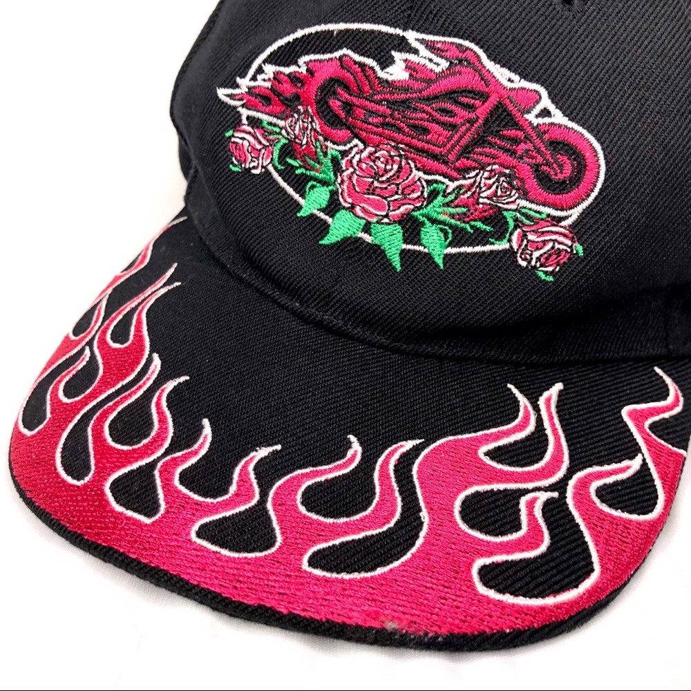 HOT PINK FLAMES MOTO BABE HAT